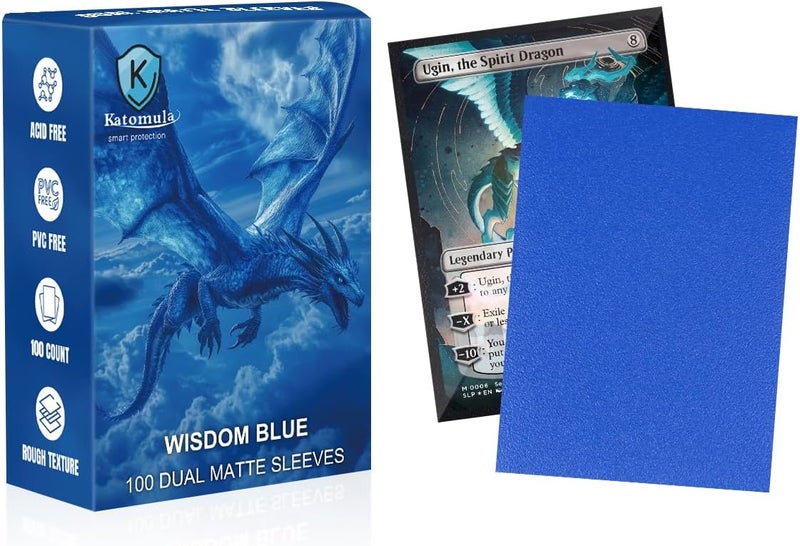 Katomula Wisdom Blue Dual Matte Card Sleeves, Card Sleeves for MTG, Standard Card Sleeve for PKM, Flesh & Blood - Image 1